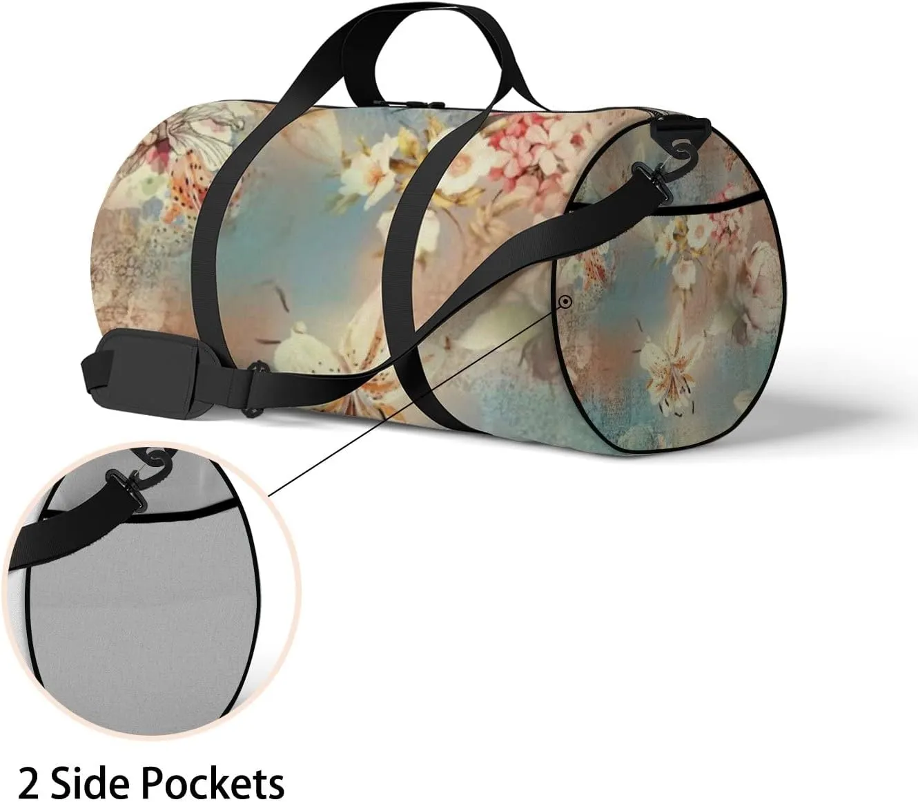 Digital Printing Textile Pattern Wallpaper Sports Bag Tote Bag Waterproof Gym Bag with Shoulder Strap Zipper 2 Side Pockets for Men and Women, Travel and Storage Shoulder Bag.
