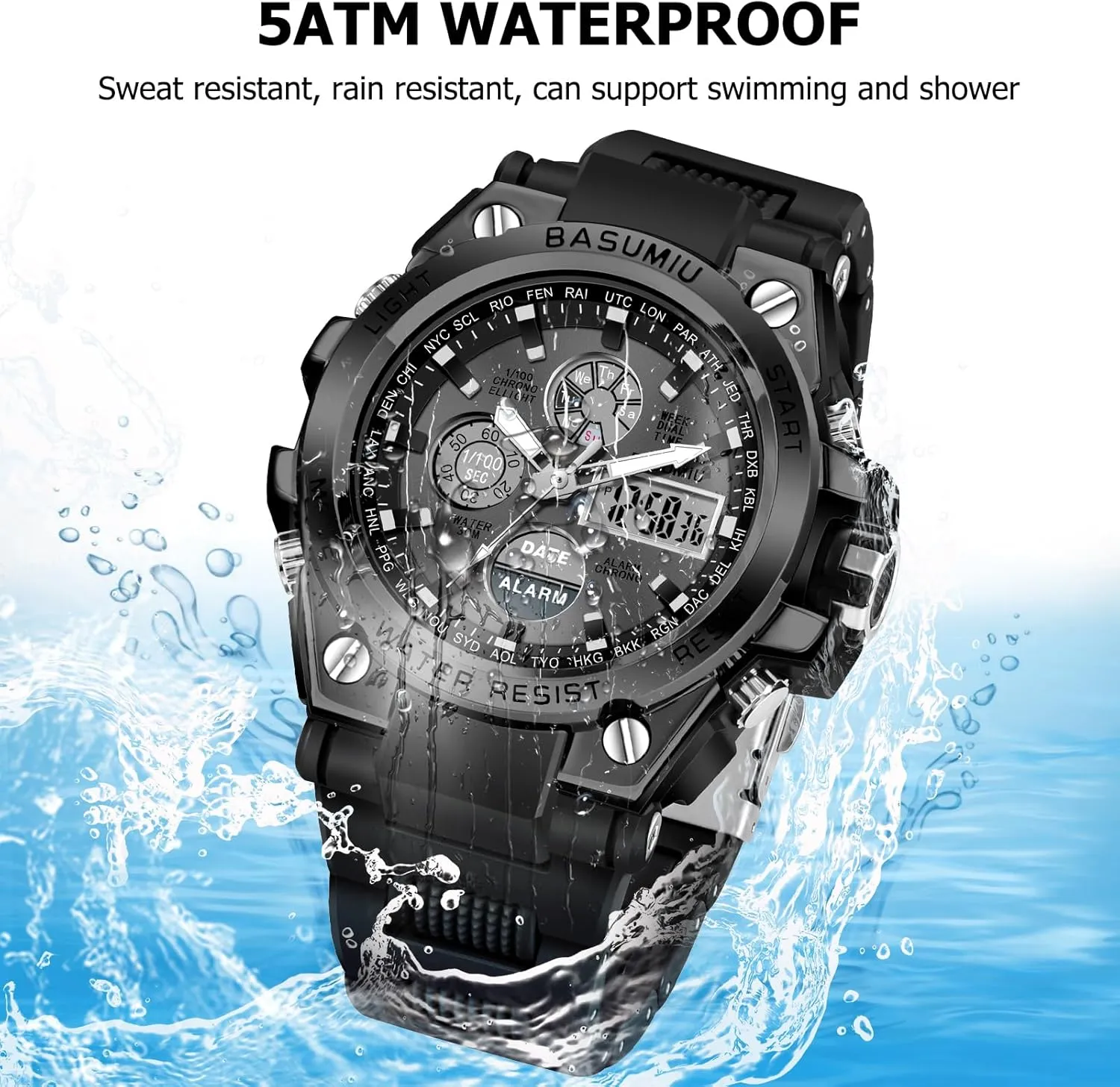 Digital Sports Watches for Men, Waterproof Tactical Military Wrist Watches