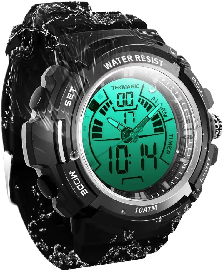 Digital Swimming Wrist Sports Watch 100m Water Resistant for Diving with LED Back Light Support Stopwatch and Chronograph Functions (W19-G)
