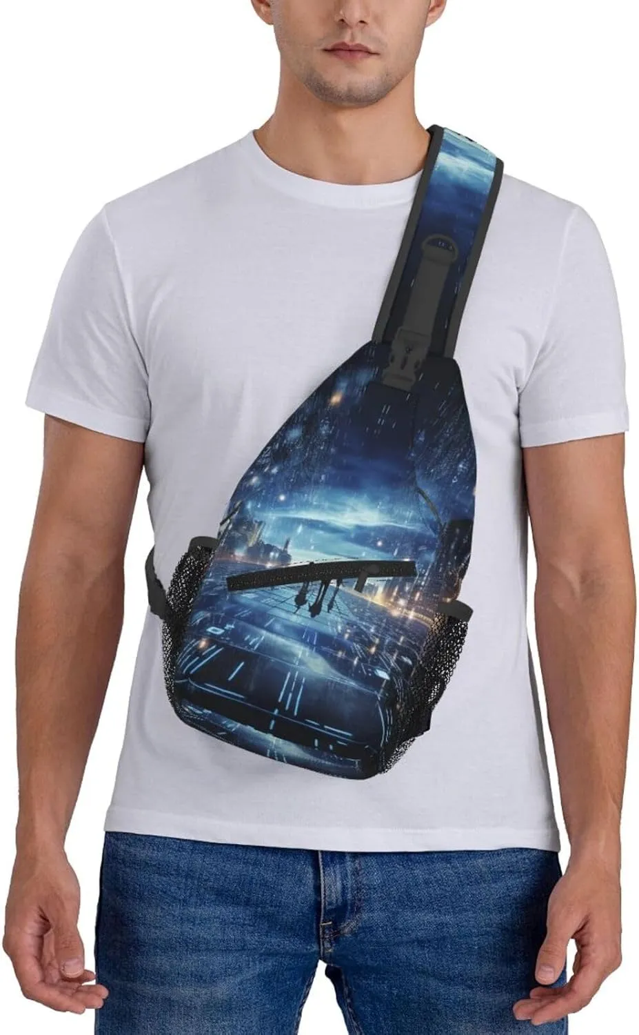 Digital Technology Sling Bag Backpack For Men Cross Chest Bag Crossbody Shoulder Bag Travel Hiking Daypack