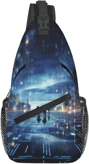 Digital Technology Sling Bag Backpack For Men Cross Chest Bag Crossbody Shoulder Bag Travel Hiking Daypack