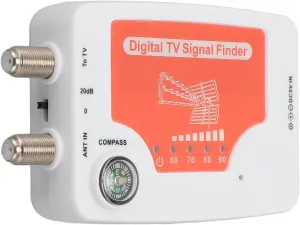 Digital TV Signal Finder, 40-862MHz VHF UHF TV Signal Finder T2 Antenna Strength Meter Signal Finding Meter, LED Display, Compass