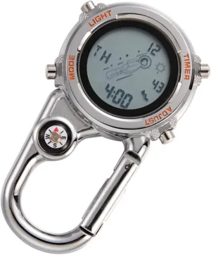 Digital Watch for Men Women Clip Watch Carabiner Pedometer Outdoor Climbing