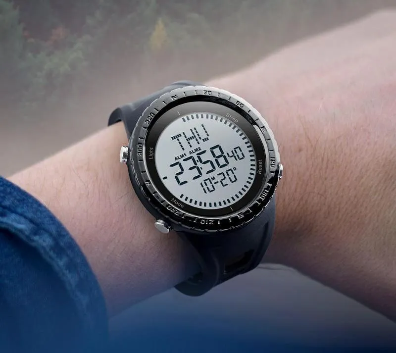 Digital Watch Men Compass