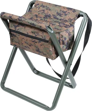 Digital Woodland Camouflage Military Deluxe Folding Stool w/Pouch
