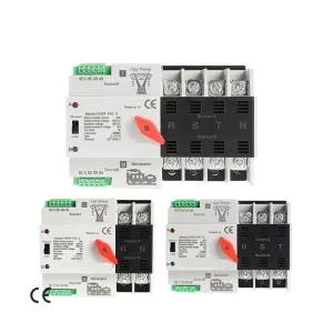 Din Rail ATS 110V 220V 63A 100A Dual Power Automatic Transfer Switch 50/60Hz PC Grade Auto or Manual Selection(110V,2P 63A)