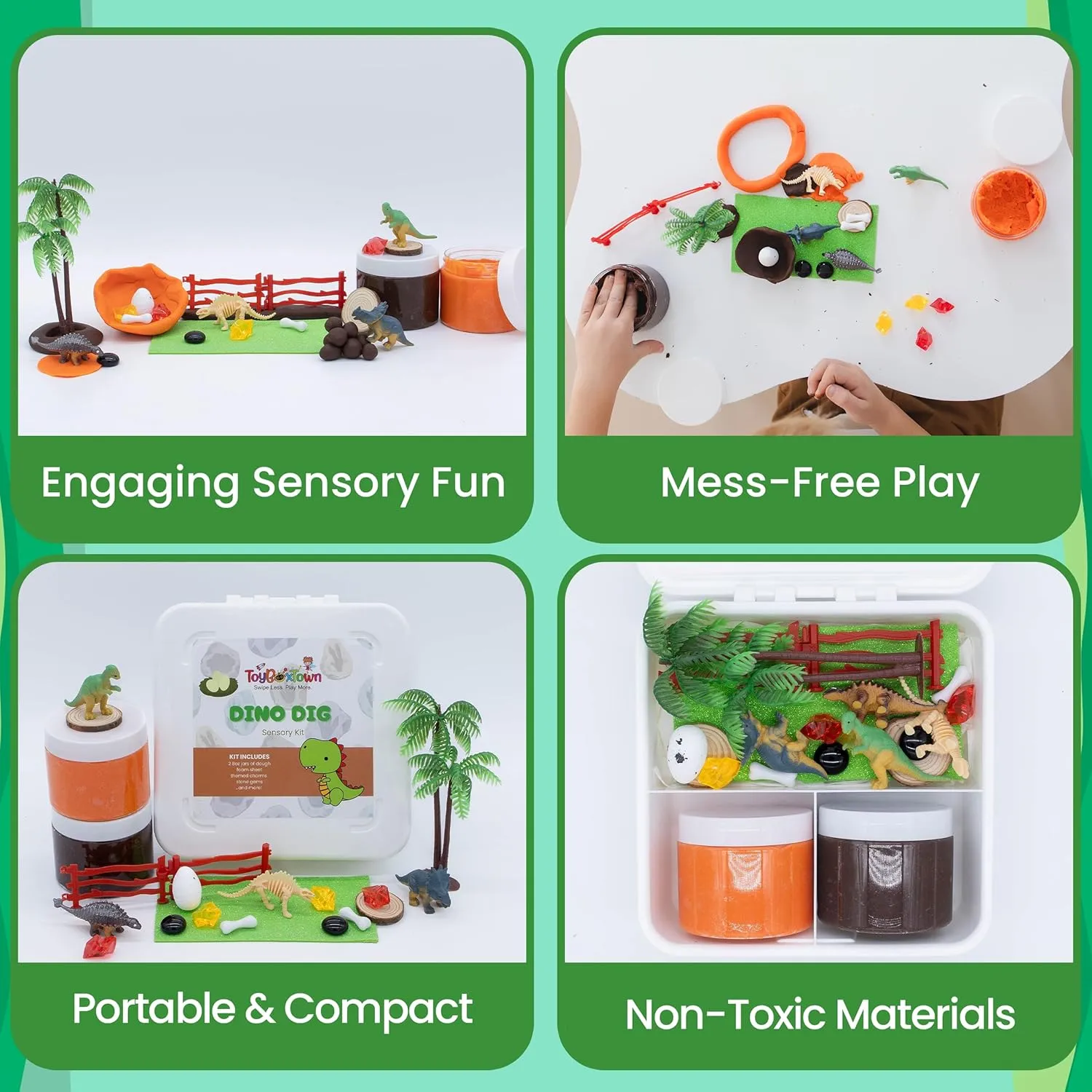 Dino Dig Sensory Kit Dinosaur Sensory Play, Cognitive Development and Fine Motor Skills, Tactile Activities for On The Go, Sensory Toys for Preschoolers and Kids Ages 4-8