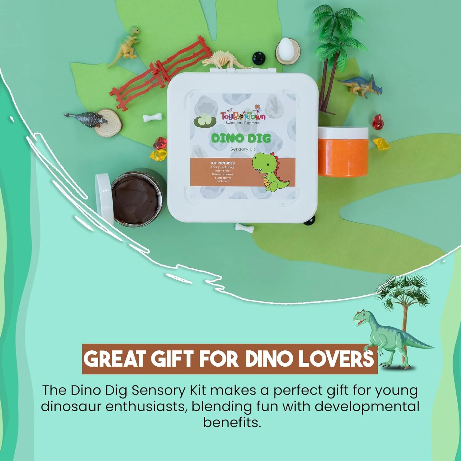 Dino Dig Sensory Kit Dinosaur Sensory Play, Cognitive Development and Fine Motor Skills, Tactile Activities for On The Go, Sensory Toys for Preschoolers and Kids Ages 4-8