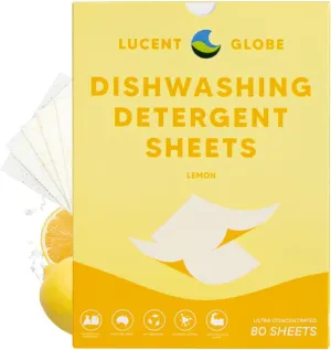 Dishwasher Detergent Sheets - Powerful Clean for Dishes, Pots & Pans. (80 Sheets)
