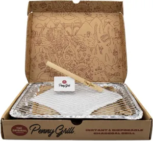 Disposable Grill, Portable BBQ for Disaster Prepper, Camping, Tailgating & Outdoor Adventures: Penny Grill Disposable Charcoal Grills - Hassle-free, Eco-Friendly Grilling experience wherever you go!