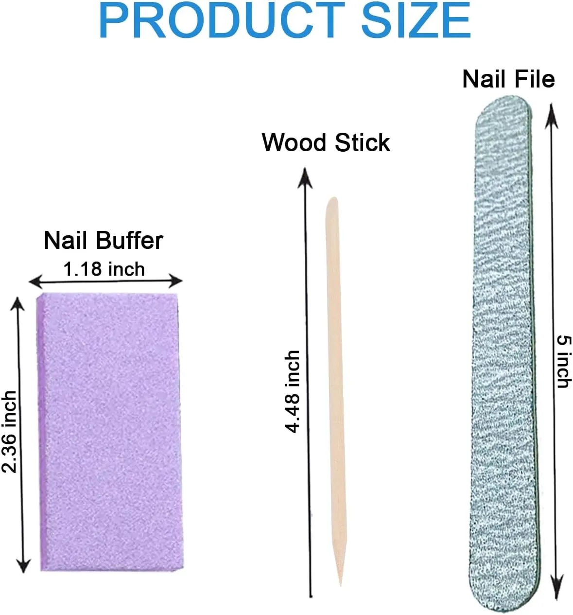 Disposable Manicure Kit 3 in 1 (Nail Buffer 100/180 Grit, Nail File 100/180 Grit, Wood Stick): Professional Nail Care Essentials in a Single-Use (50 Counts)