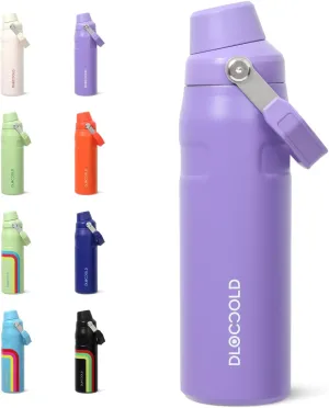 DLOCCOLD 24 OZ Water Bottle with Handle and Angled Spout Lid, Leakproof for Travel & Sports, Double Wall Insulated Stainless Steel Reusable Water Bottle, Wide Mouth QuickFill Design