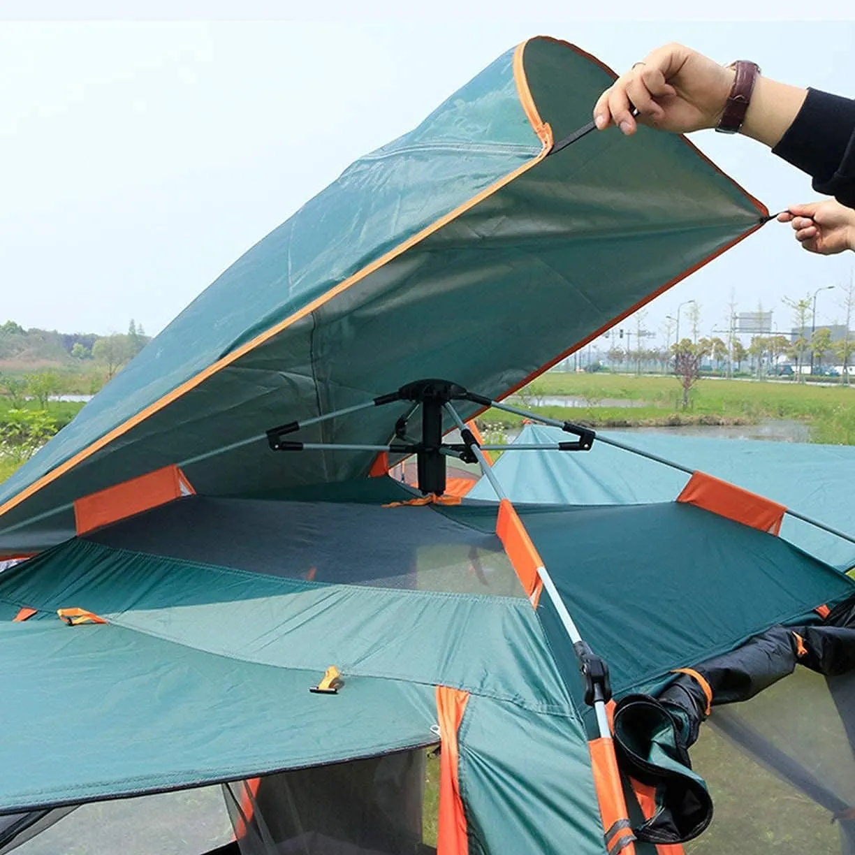 Dome Camping Tent 3-5 Person 4 Season Double Layers Waterproof Anti-Windproof Tents Family Outdoor Camping Tent