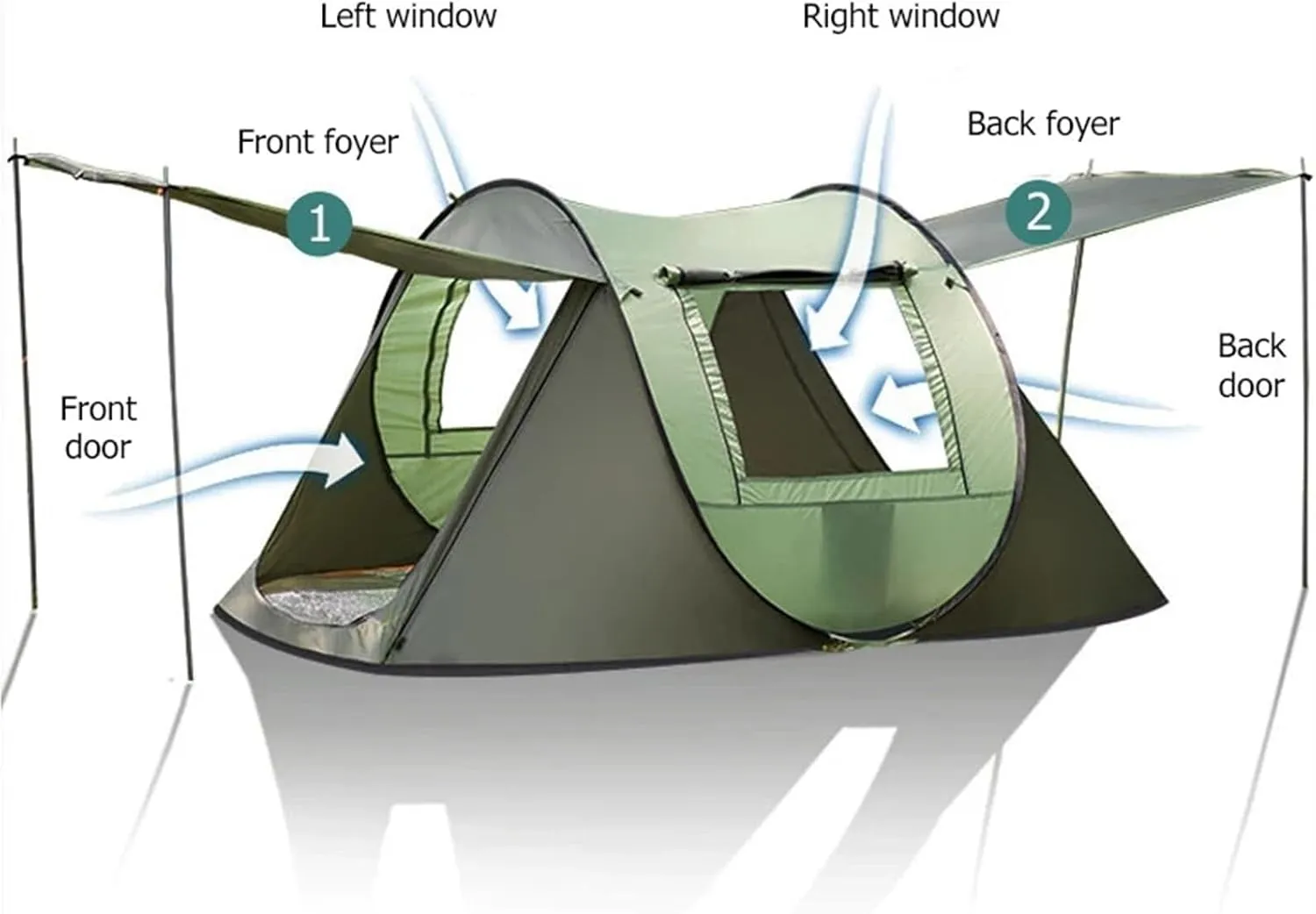 Dome Camping Tent for 3-5 People, 4-Season Waterproof Anti-UV Windproof Double Layer Family Tent, Easy Setup for Outdoor Camping, Hiking, and Fishing