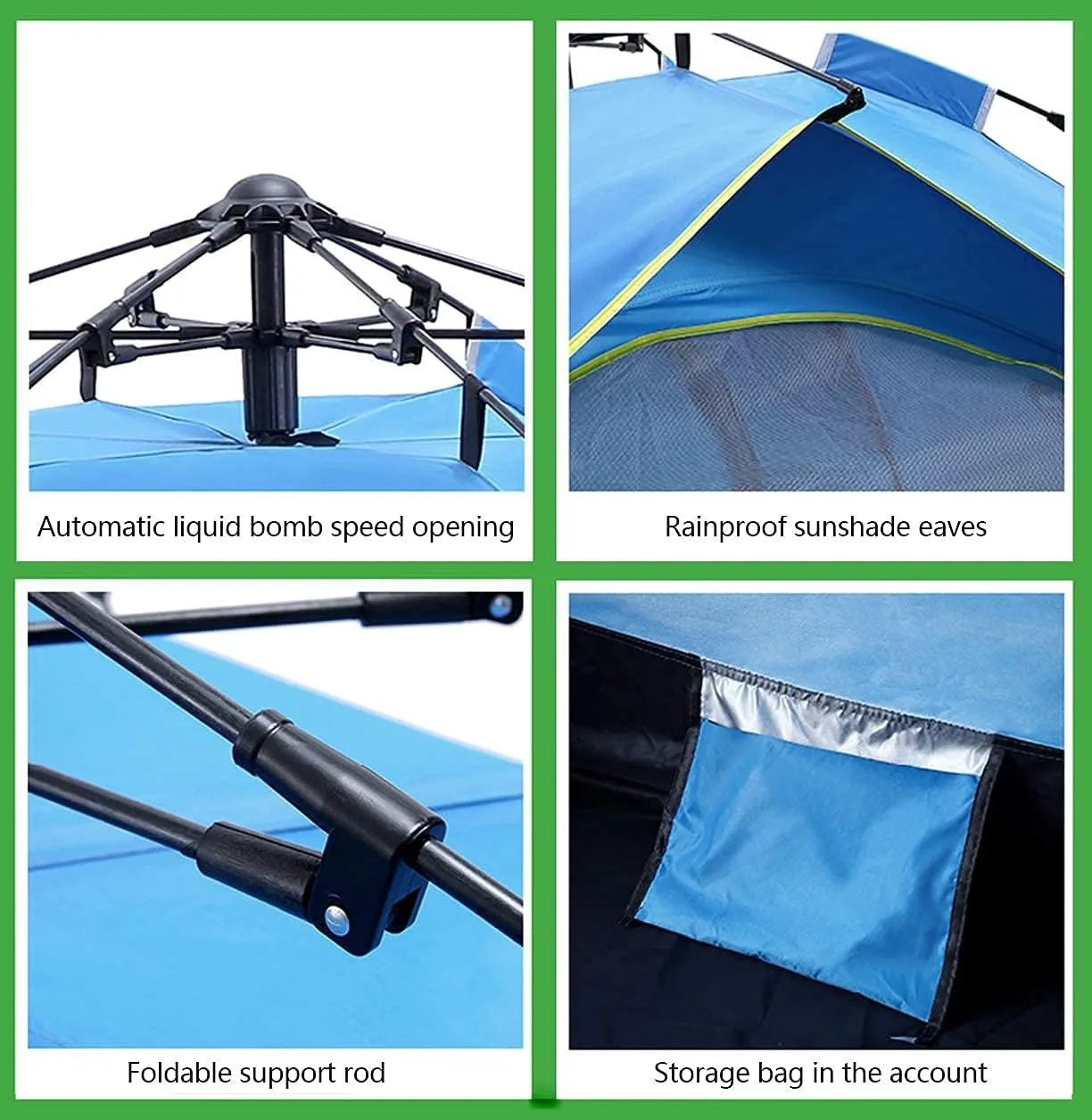 Dome Tent,Pop Up Tents for 2 to 4 Person Automatic Opening Double Layer Tent,Waterproof Camping Tents with Porch for Hiking Camping Outdoor (Blue Width 1.5m) (Green Width 1.5m)