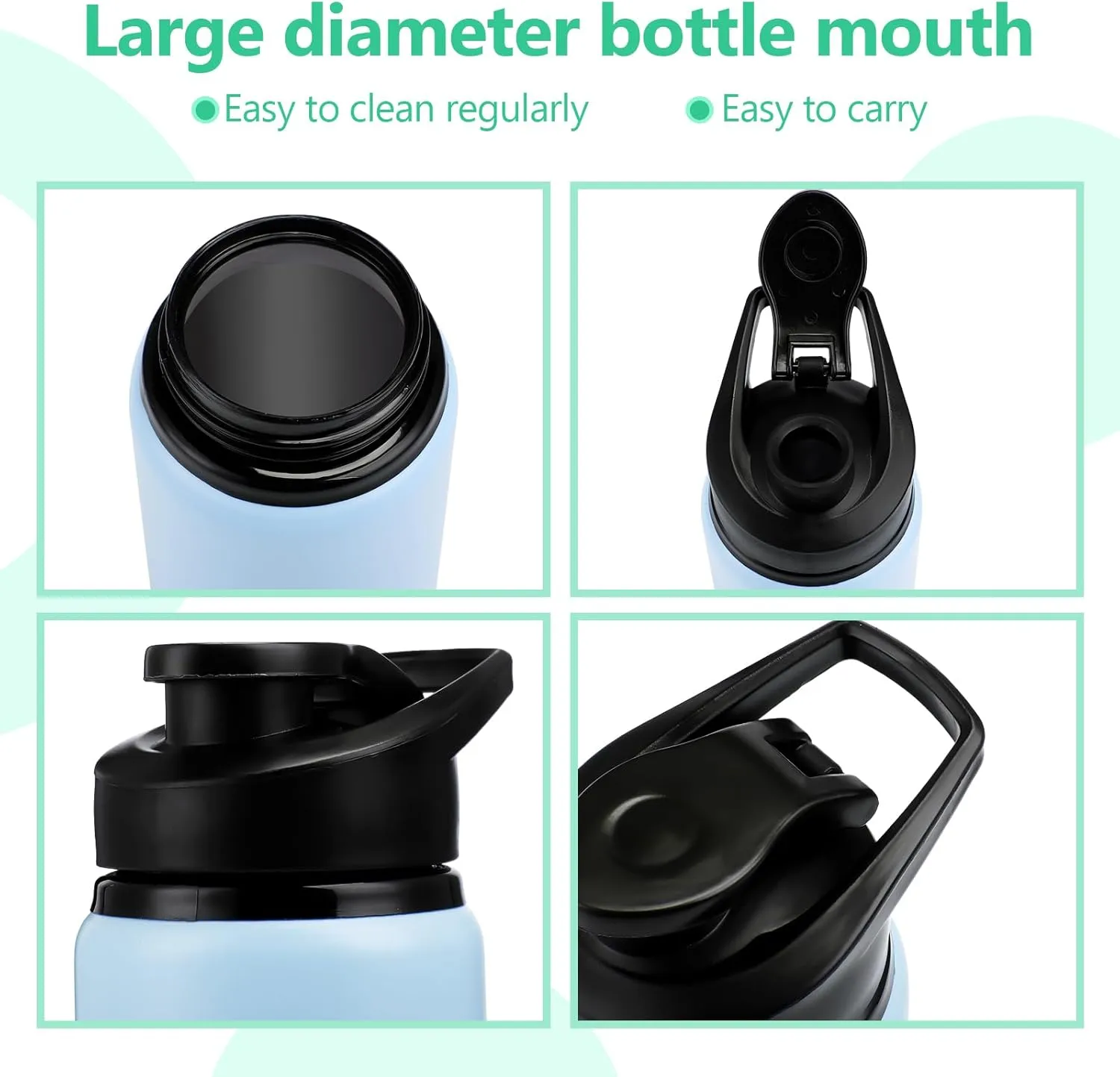 Domensi Aluminum Water Bottle Bulk Reusable Water Bottle, Lightweight Easy Carry Leakproof with Snap Lid Travel Bottles, for Gym Outdoor Sports Cycling Camping Fishing