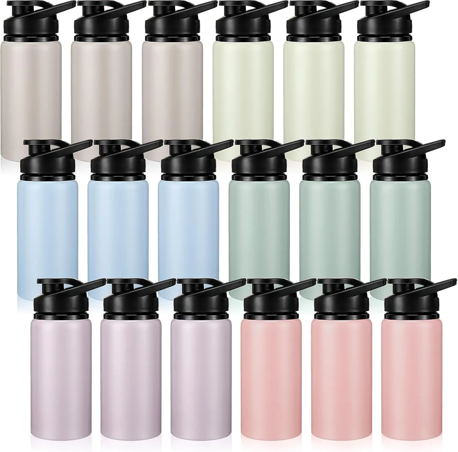 Domensi Aluminum Water Bottle Bulk Reusable Water Bottle, Lightweight Easy Carry Leakproof with Snap Lid Travel Bottles, for Gym Outdoor Sports Cycling Camping Fishing
