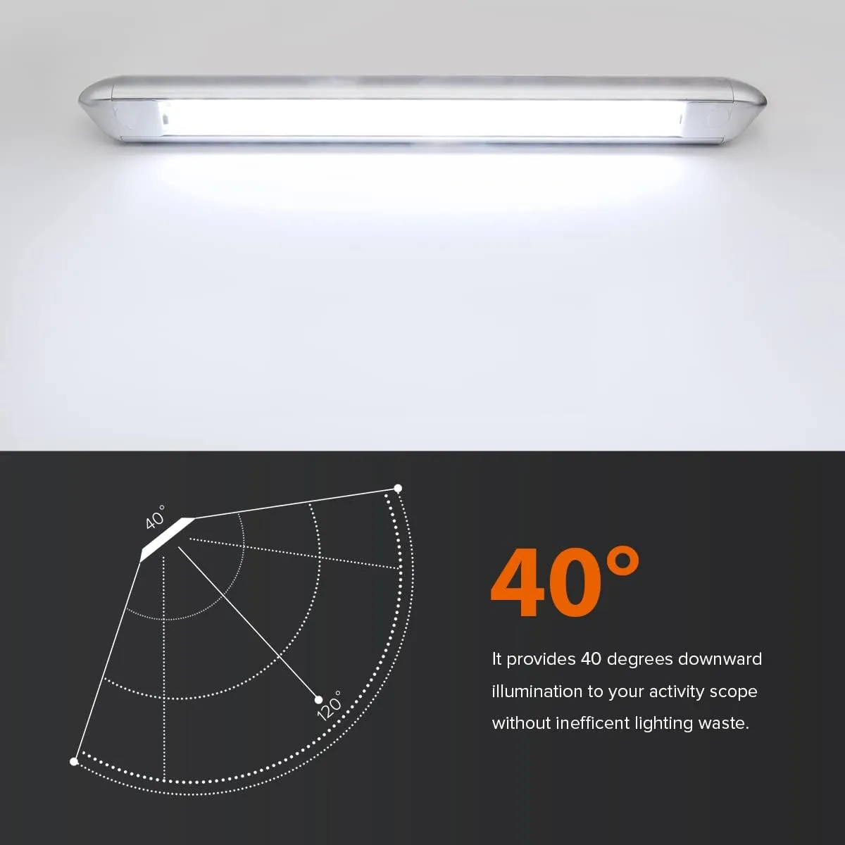 Dream lighting 12V Waterproof Awning Lights RV Exterior LED Porch Camping Light Bar 13W 800 Lumens Cool White Lighting Silver Shell 21.65inch