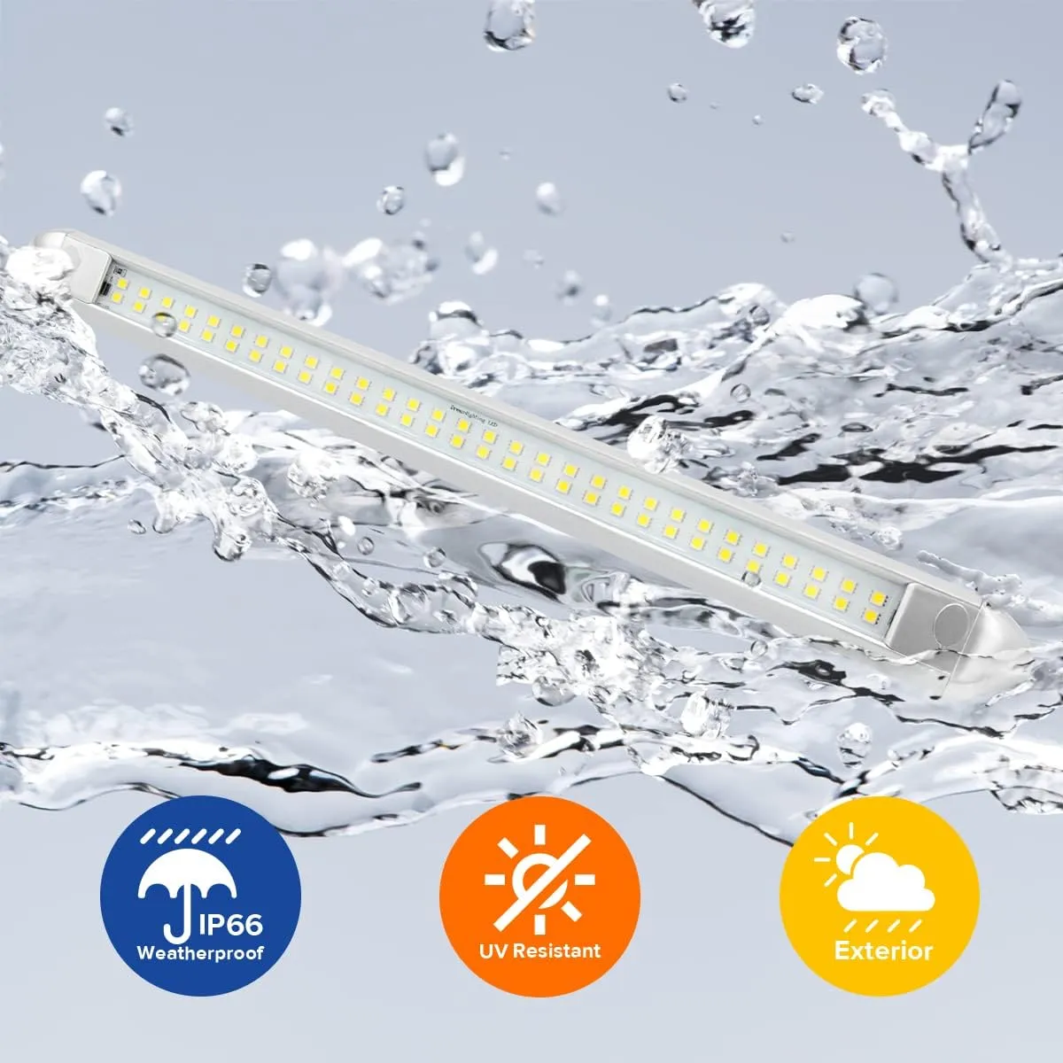 Dream lighting 12V Waterproof Awning Lights RV Exterior LED Porch Camping Light Bar 13W 800 Lumens Cool White Lighting Silver Shell 21.65inch