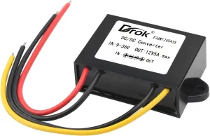 DROK DC-DC Stabilizer, 9V-36V to 12V Boost Buck Converter 5A 60W Waterproof Auto Step Up Down Voltage Regulator 12V Volt Transformer for Car Audio Solar Power System LCD Television LED Display Screen