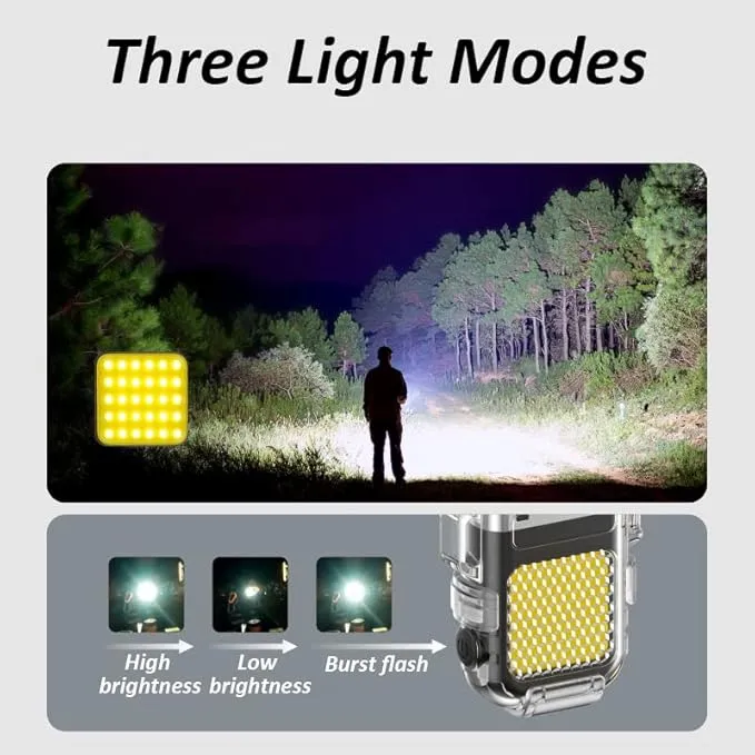 Dual Arc Lighter with LED Flashlight 2 in 1 Plasma Lighter USB Rechargeable Lighter Flameless Waterproof Windproof Mini Electric Lighter for Cigar Cigarette Camping Outdoor Activities (Silver)