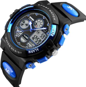 Dual Time Digital Sports Watch Waterproof 50M, Multifunction Outdoor Tactical Watch with Backlight, Alarm, Stopwatch, 12 and 24 Hour Format for Running and Travel