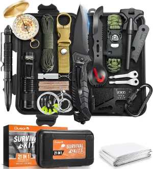 Dusor Father‘s Day Mens Gifts from Daughter Son Wife, Survival Kit 21 in 1 Gifts for Men, Anniversary Birthday Gift for Men, Father‘s Day Gift for Godfather Dad Boyfriend Husband, Camping Essentials