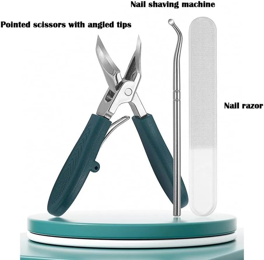 Eagle Beak Angled Nail Clippers 3-Piece Set, 2025 New Version Beveled Nail Clippers Household Multifunctional Large Opening Anti-Splash,for Seniors Thick Nails,Slant Edge Ingrown Clippers (Orange)