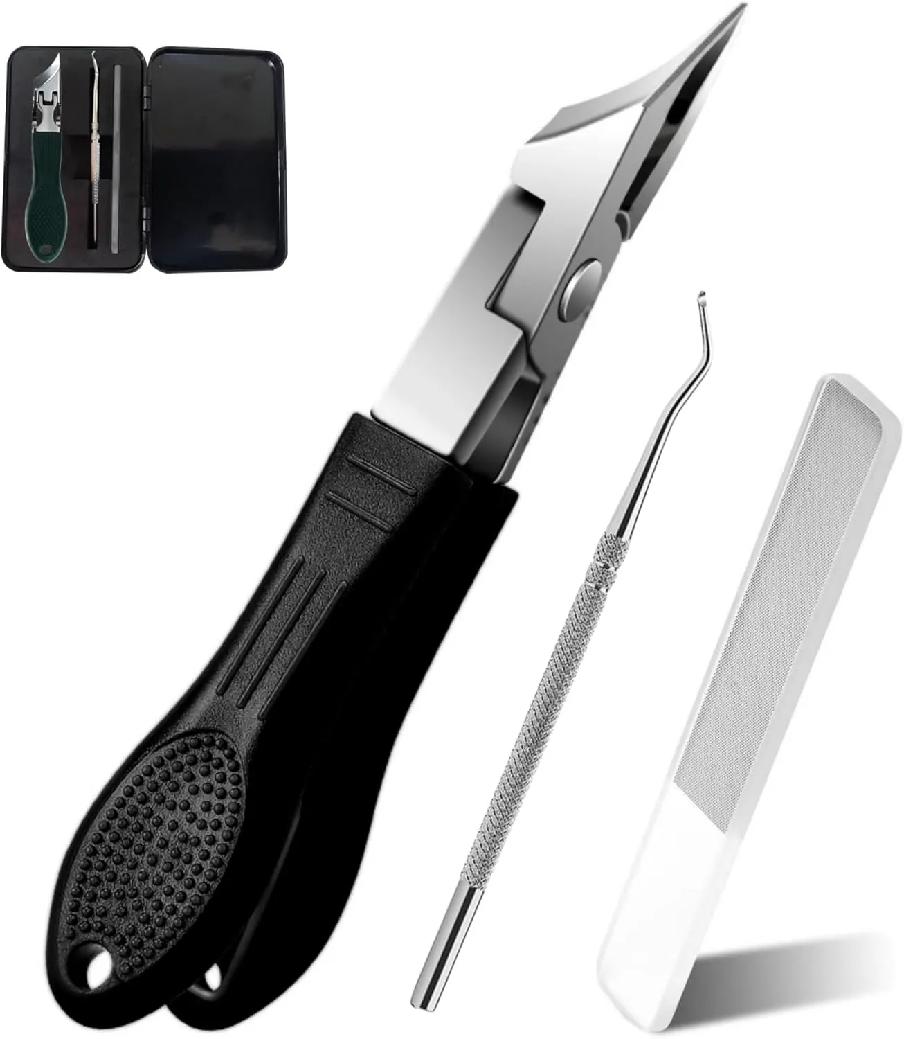 Eagle Beak Beveled Nail Clippers, Three Sets of Beveled Nail Clippers, SlantedNail Clippers for Ingrown Toenails, Wide Jaw Opening Anti-Splash Slanted Nail Clipper (Black Upgraded)
