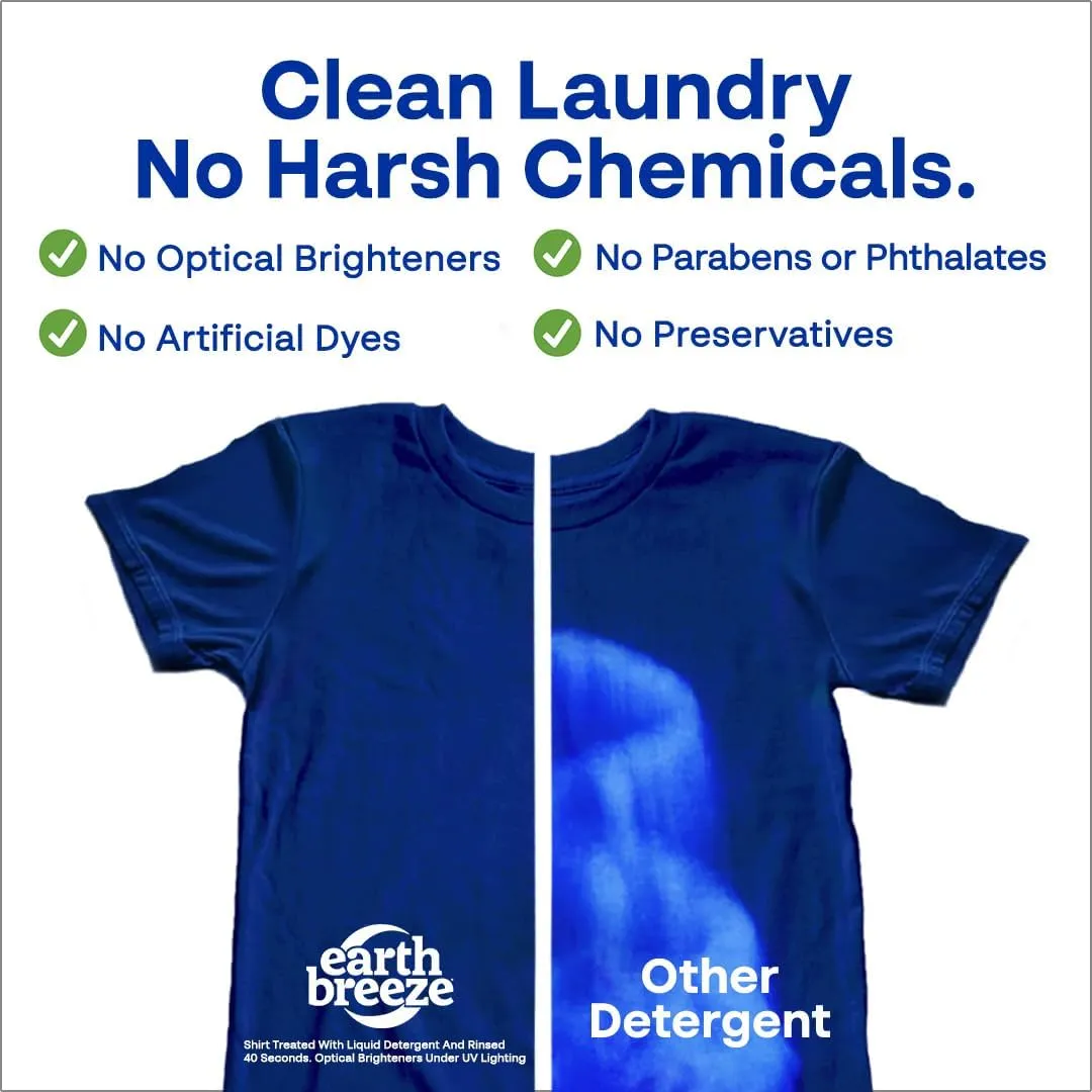 Earth Breeze Laundry Detergent Sheets Fresh Scent - 60 Loads Eco Liquidless Soap - Travel-Friendly for Hot & Cold Cycles, Tackles Tough Stains & Odors - Gentle on Skin, 30 Ct