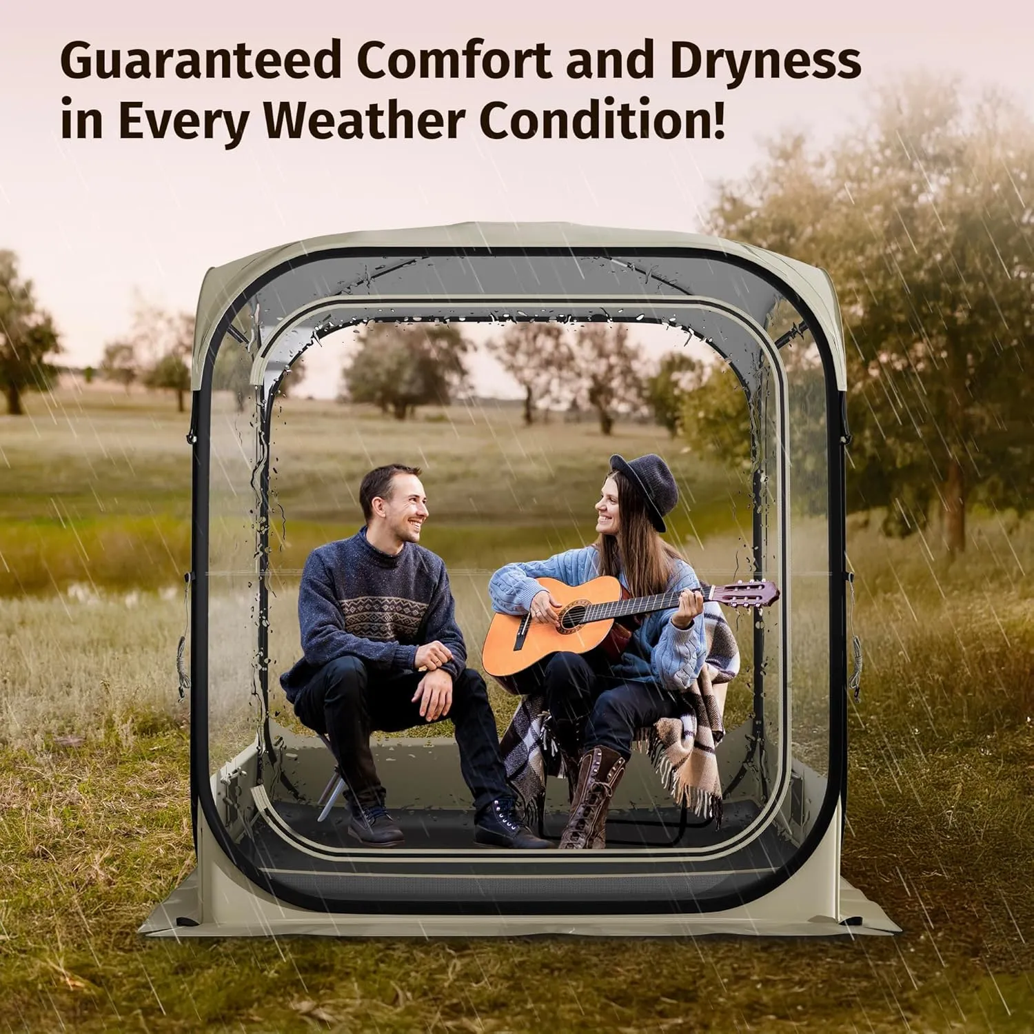 EAST OAK Weather Sports Tent for Fishing & Outdoors | Pop Up Bubble Tent Instant Sun & Rain Shelter | No Condensation, Spacious Interior, Ultra Visibility | All Weather Protection | 60L*60W*76.8H