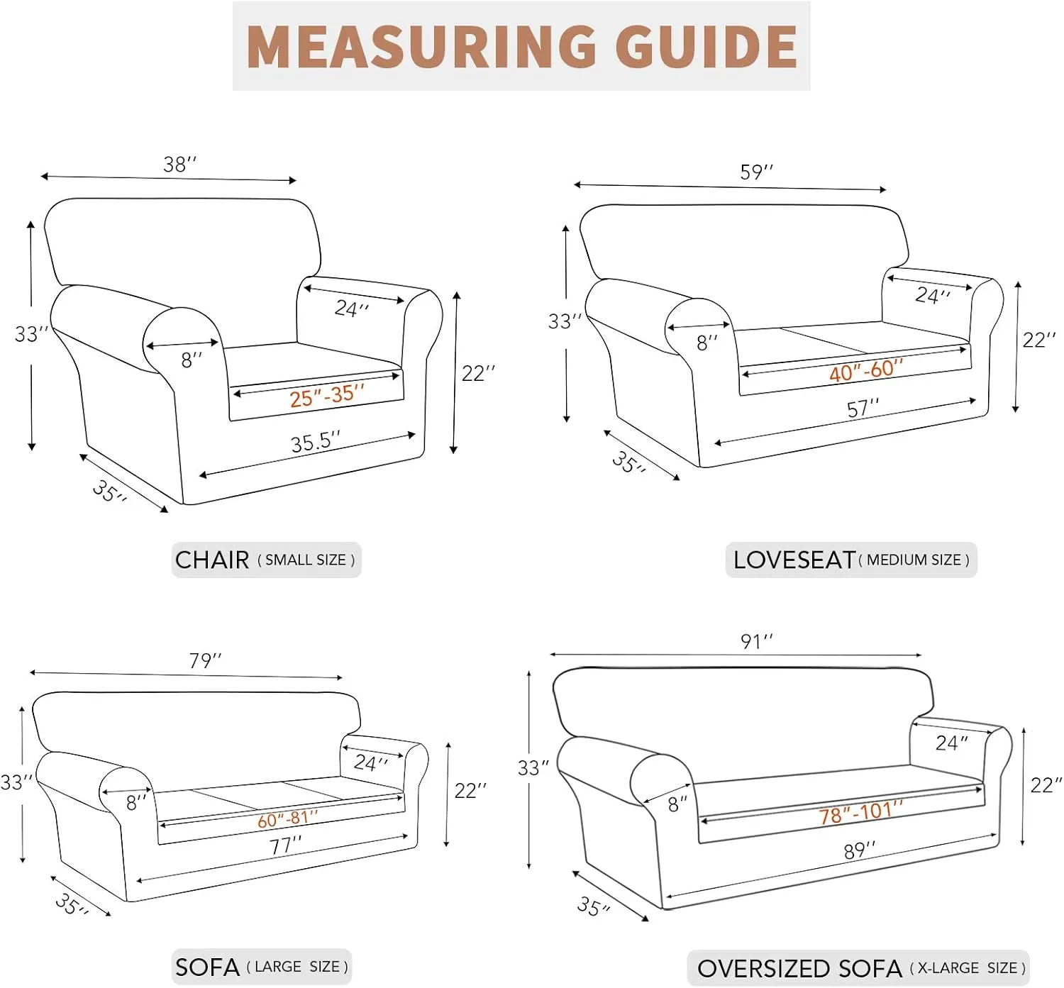 Easy-Going 100% Waterproof Dual Couch Cover, Stretch Jacquard Sofa Slipcover, Leakproof Furniture Protector for Kids, Pets, Dog and Cat (Sofa, Black)