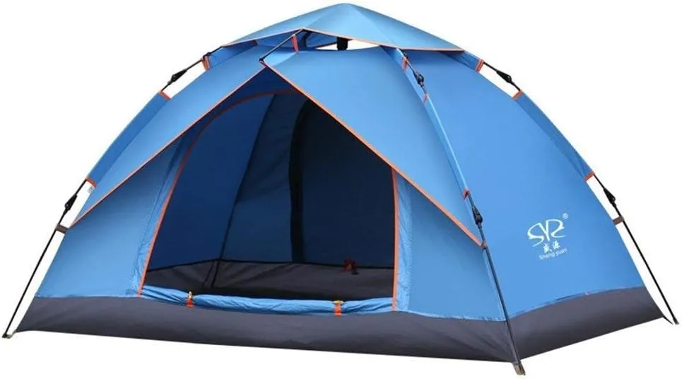 Easy to Assemble 2 Person Sturdy Camping Tent Automatic Instant Pop Up Backpacking Tent Ultralight Waterproof Compatible with Hiking Camping Travel Sunshade (Blue)