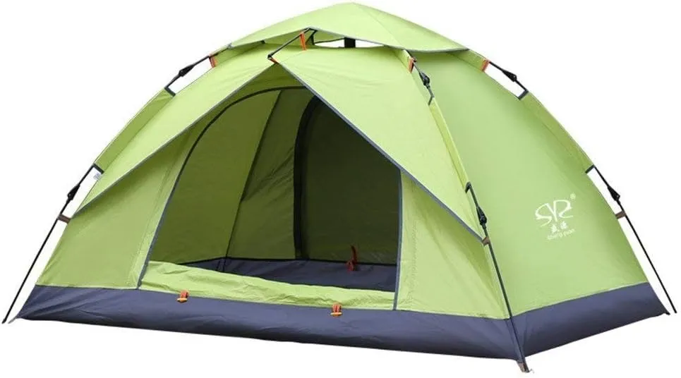 Easy to Assemble 2 Person Sturdy Camping Tent Automatic Instant Pop Up Backpacking Tent Ultralight Waterproof Compatible with Hiking Camping Travel Sunshade (Green)