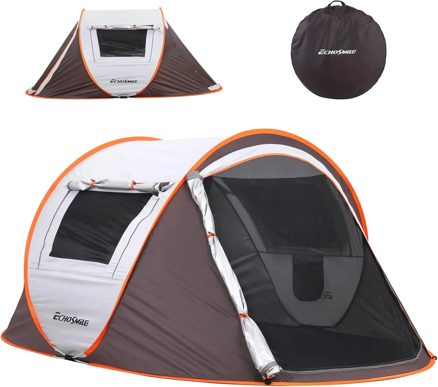 EchoSmile Camping Instant Pop Up Tent, 2/4/6/8/10 Person, Water Resistant Dome, Easy Setup for Camping Hiking and Outdoor, Portable with Carry Bag, 3 Season