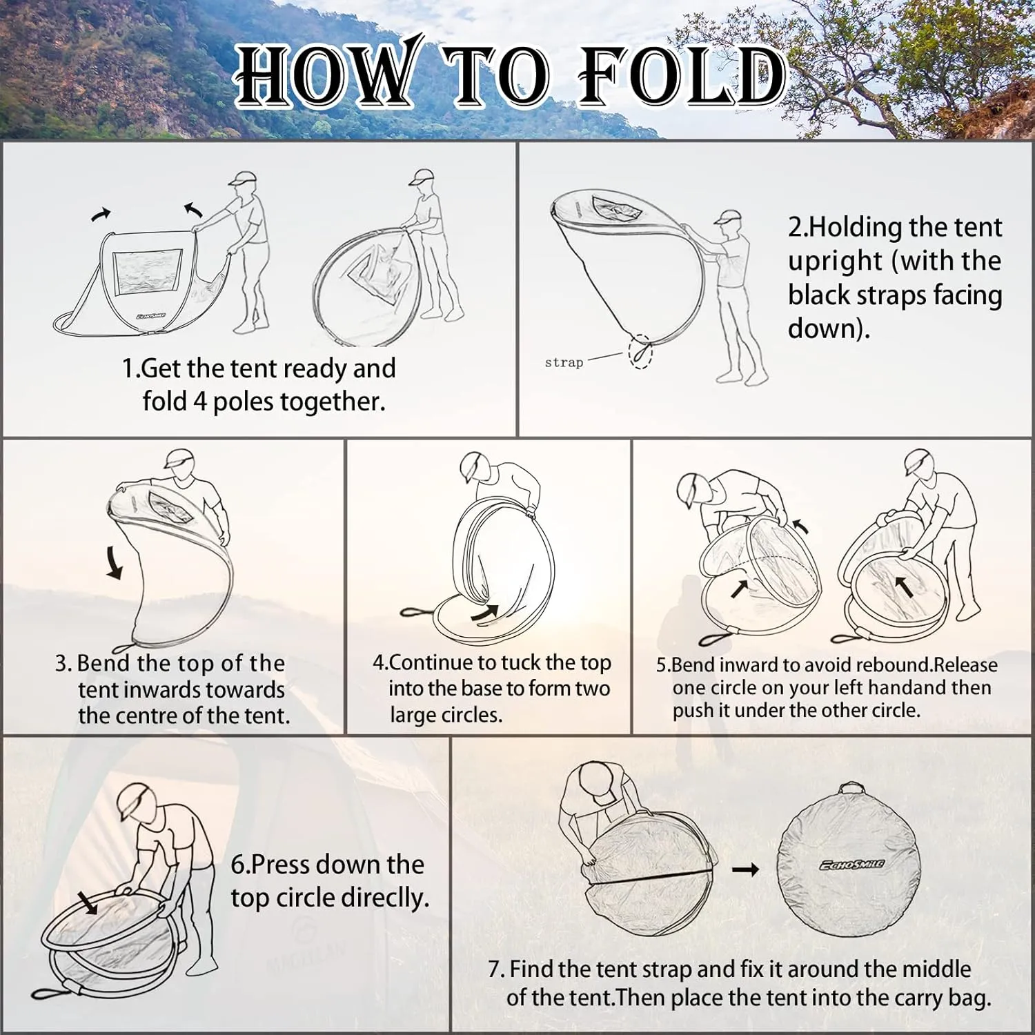 EchoSmile Camping Instant Pop Up Tent, 2/4/6/8/10 Person, Water Resistant Dome, Easy Setup for Camping Hiking and Outdoor, Portable with Carry Bag, 3 Season