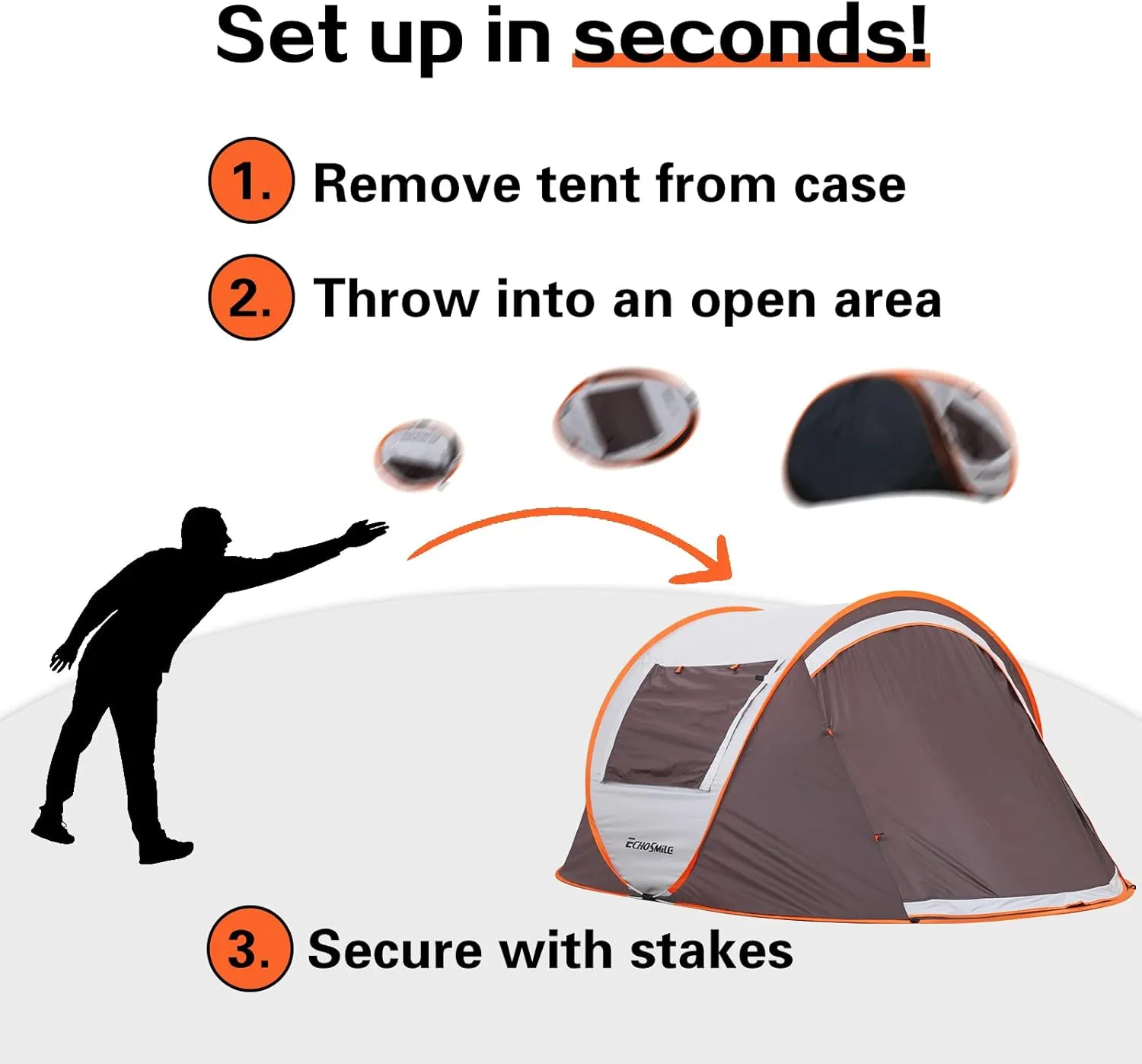 EchoSmile Camping Instant Pop Up Tent, 2/4/6/8/10 Person, Water Resistant Dome, Easy Setup for Camping Hiking and Outdoor, Portable with Carry Bag, 3 Season