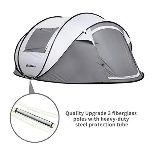 EchoSmile Instant Tent for Camping, 6 Person Pop Up Tent, Water Resistant Dome Tent, Easy Setup for Camping Hiking and Outdoor, Portable Tent with Carry Bag, for 3 Seasons