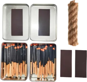 egreen Emergency Fire Starter Kit – 20 Waterproof Windproof 3“ Matches in Tin Can   Wax Infused Hemp Cord, Burns Underwater & After Burial for Survival, Camping, Hiking, Bushcraft