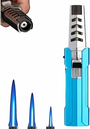 Electric Lighter,Fire Blaze Lighter, Refillable, Lighter Waterproof and Windproof Brite Fire Torch Lighter, Bright Fire Electric Torch Lighter(Blue)