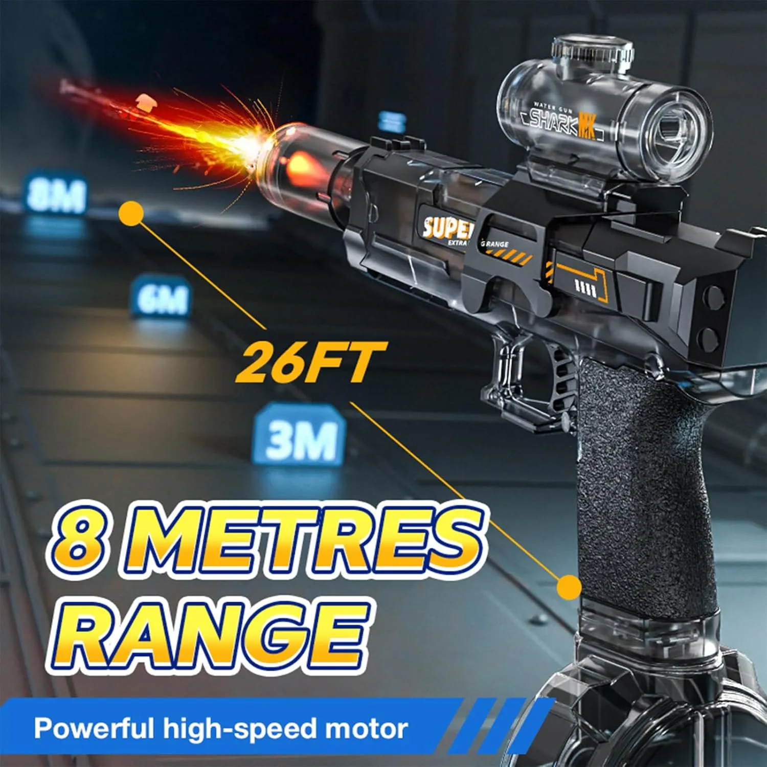 Electric Water Guns for Adults Kids, Automatic Squirt Gun with 26FT Range, Ultimate Battle Blaster Soaker High Capacity Pistol for Swimming Pool Party Toy LED Electric Water Gun (1BK 1B)