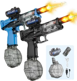 Electric Water Guns for Adults Kids, Ultimate Battle Blaster High-Performance with Glowing Flame Effect, High Capacity Automatic Leak-Proof Super Balster, Squirt Gun for Summer Pool Beach(1BK 1B)