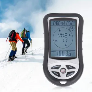 Electronic Altitude Meter, 8 in 1 Handheld Altitude Gauge, Blue LED Backlight Thermometer, Electronic Navigation Mountaineering Equipment