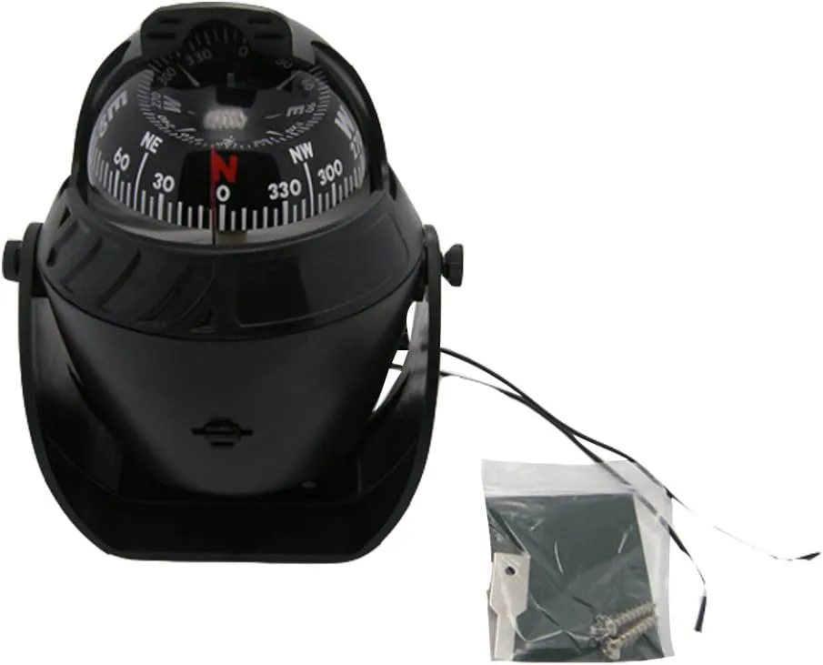 Electronic LED Light Marine Digital Compass Suitable for Car Boat and Truck Black White