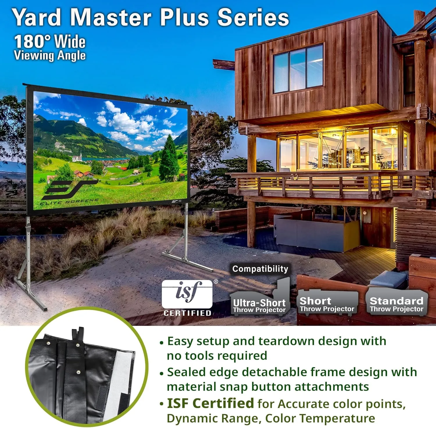Elite Screens Yard Master Plus, 100-INCH 16:9, 8K 4K Ultra HD 3D Ready Indoor/Outdoor Portable Home Movie Theater Projector Screen, Front Projection - OMS100H2PLUS | US Based Company 2-YEAR WARRANTY