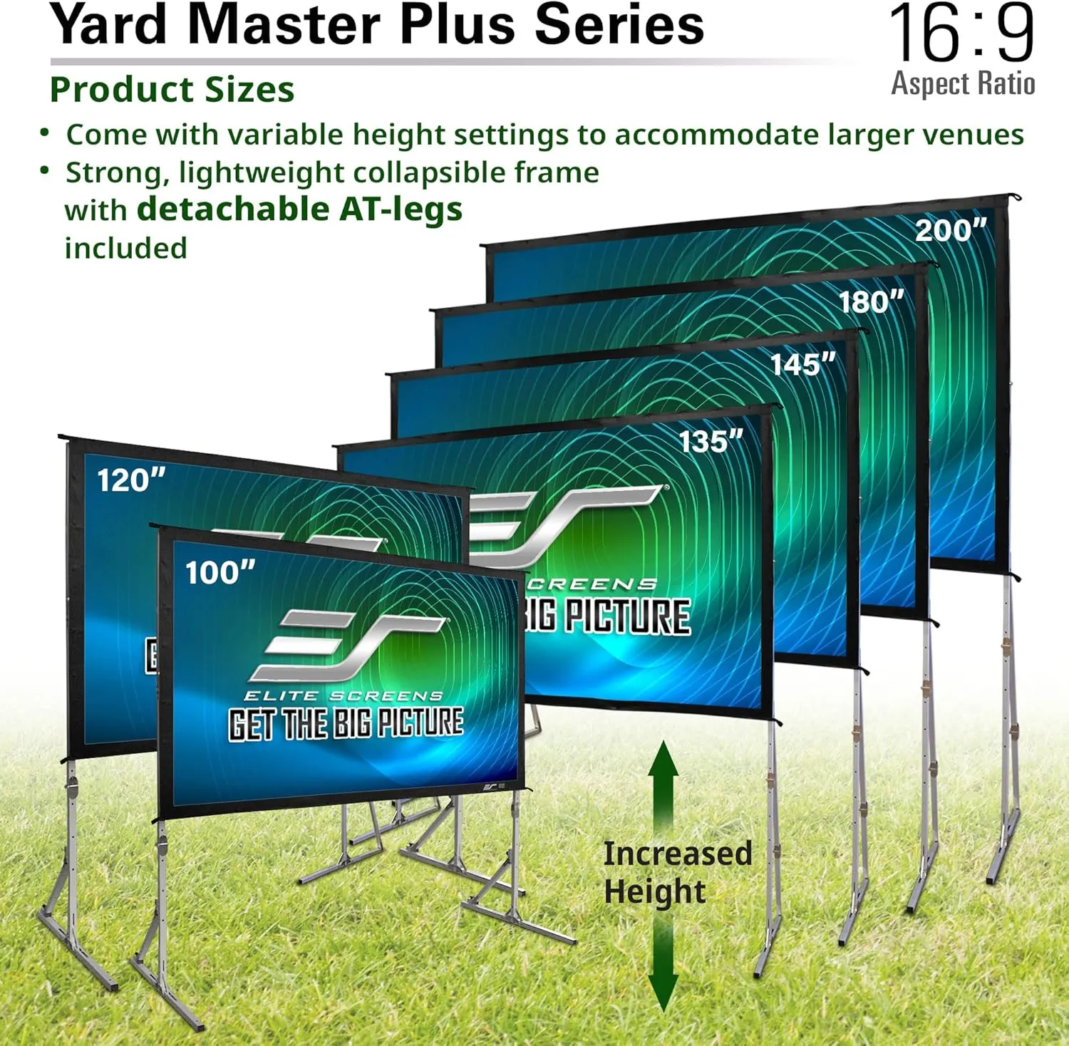 Elite Screens Yard Master Plus, 100-INCH 16:9, 8K 4K Ultra HD 3D Ready Indoor/Outdoor Portable Home Movie Theater Projector Screen, Front Projection - OMS100H2PLUS | US Based Company 2-YEAR WARRANTY