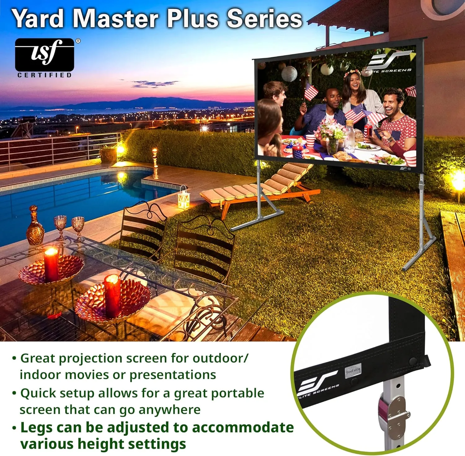 Elite Screens Yard Master Plus, 100-INCH 16:9, 8K 4K Ultra HD 3D Ready Indoor/Outdoor Portable Home Movie Theater Projector Screen, Front Projection - OMS100H2PLUS | US Based Company 2-YEAR WARRANTY