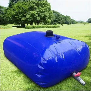 Emergency Collapsible Water Container, Outdoor Portable Weather Resistant Water Storage Bag, for Garden Farm Watering PVC Water Tank, Customizable (Color : Blue, Size : 400L/1x0.8x0.5m)