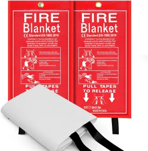 Emergency Fire Blanket, 2 Pack 40” x 40” Fiberglass Fire Suppression Fireproof Blanket for Home, Kitchen, Fireplace, Grill, Car, Office, Warehouse