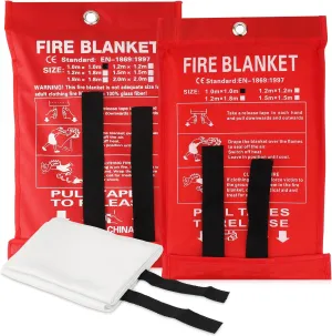 Emergency Fire Blanket - 2 Pack - Premium Fire Suppression for Kitchen, 40" x 40" Fiberglass Blanket for Home